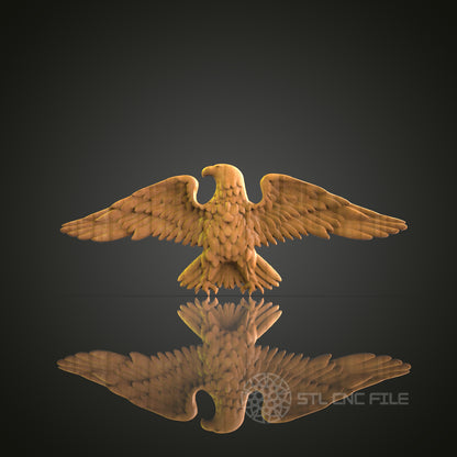 Eagle with Wings Spread Relief - STL Model for CNC Router Engraver - Artcam, Aspire Compatible - Wood Art, Wall Decor, 3D Printer Ready
