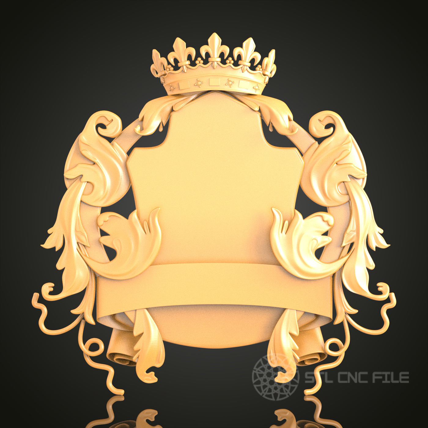 Royal Emblem Shield - STL Model for CNC Router and 3D Printing - Artcam, Aspire Compatible