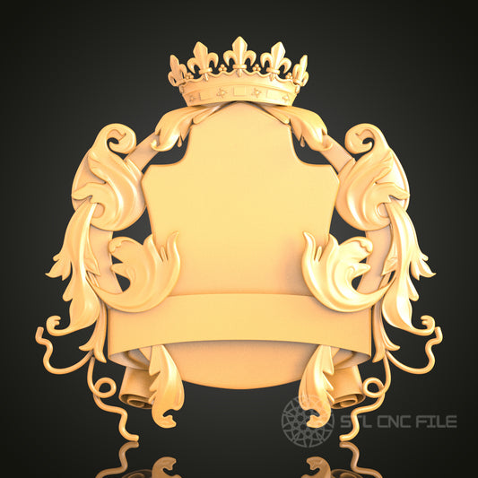 Royal Emblem Shield - STL Model for CNC Router and 3D Printing - Artcam, Aspire Compatible