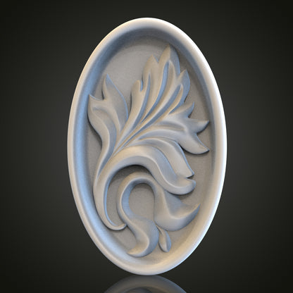 Floral Oval Relief STL Model for CNC Router Engraver, Artcam, Aspire, Wood, Wall Decor