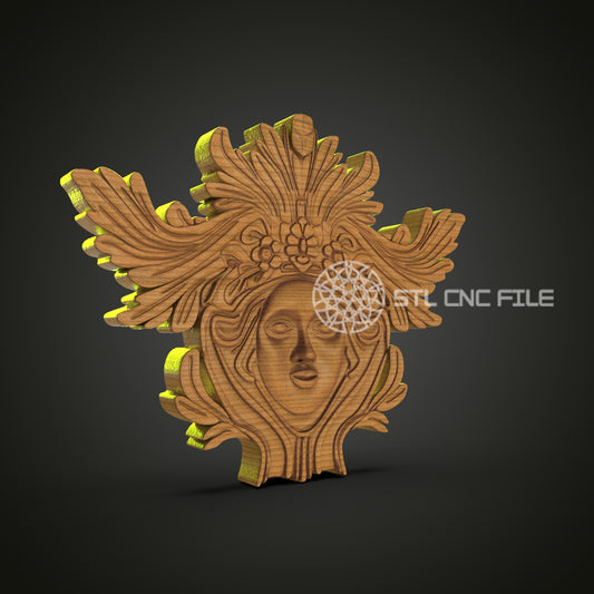 Celestial Goddess Wooden Art - CNC STL File for 3D Printing, Artcam, Aspire - Unique Wall Decor