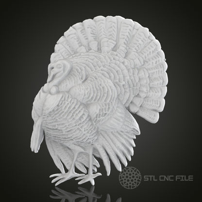 Turkey STL Model for CNC Router Engraver, Artcam, Aspire, CNC Files, Wood Art Wall Decor, 3D Printer