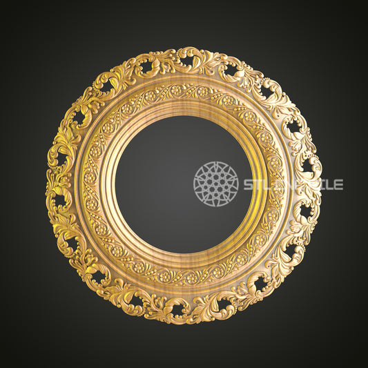 Regal Golden Oval Frame - CNC Router STL File, Luxurious Wall Art