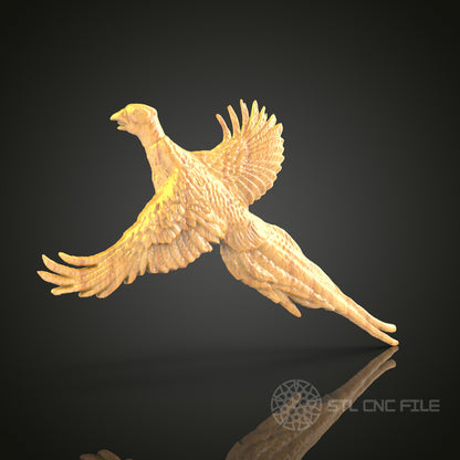 Majestic Pheasant 3D Model for CNC Router - Artcam, Aspire, STL Files, Bird Sculpture