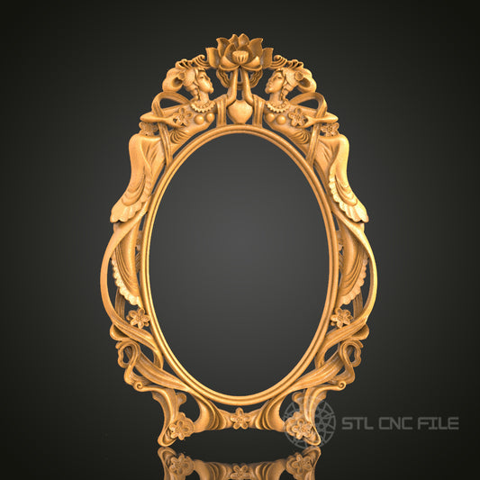 Art Nouveau Inspired Oval Frame STL Model – Ideal for CNC and 3D Printing Projects