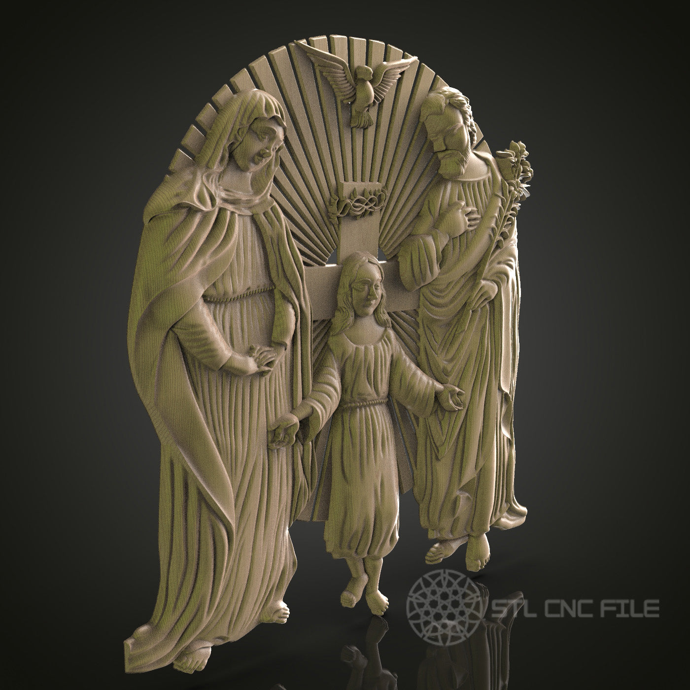 STL Model of Holy Family, CNC Router Engraver, Artcam, Aspire, CNC files, Wood Art, Wall Decor, 3D Printer