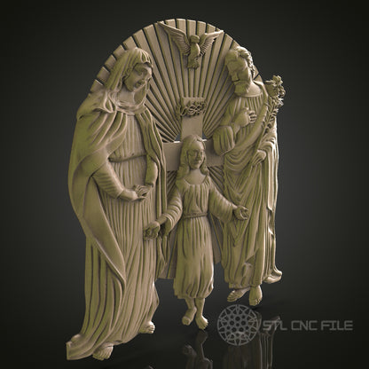 STL Model of Holy Family, CNC Router Engraver, Artcam, Aspire, CNC files, Wood Art, Wall Decor, 3D Printer