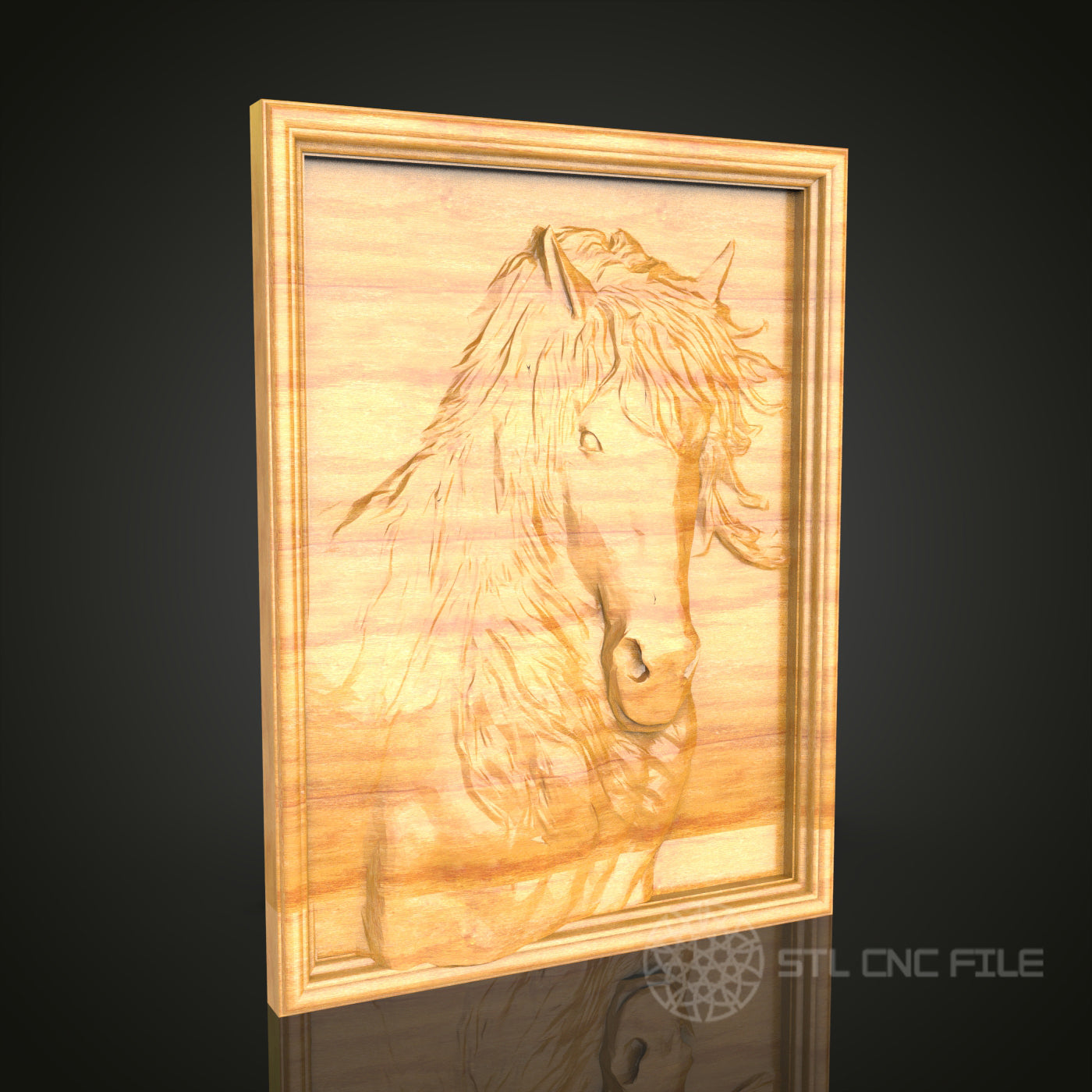 Majestic Horse Portrait Wall Art - 3D STL File for CNC Wood Carving