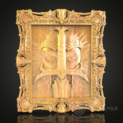 Mystical Mask 3D Relief Model for CNC – Ornate Masquerade Art, Wood Carving File