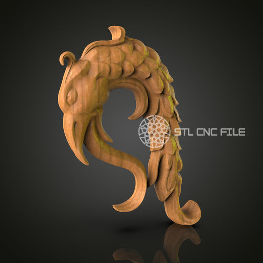 Elegant 3D Carved Wood Phoenix STL File for CNC and 3D Printing - Decorative Relief Art, Wall Decor, Digital Download