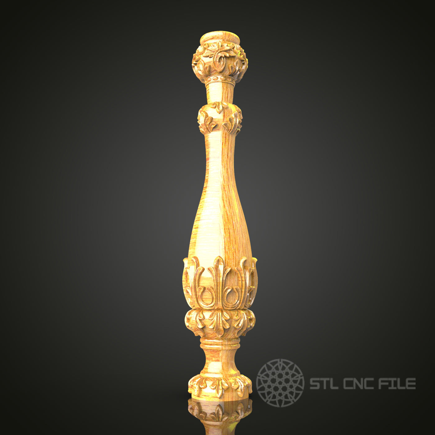Ornate Architectural Column STL Model for CNC Router - Ideal for Artcam, Aspire, Luxurious Interior Design