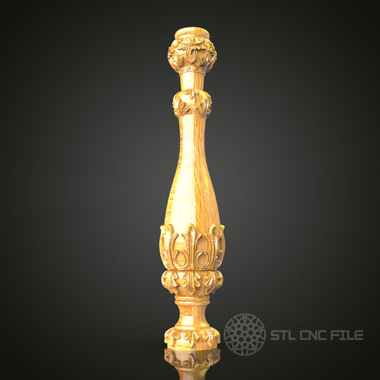 Ornate Architectural Column STL Model for CNC Router - Ideal for Artcam, Aspire, Luxurious Interior Design