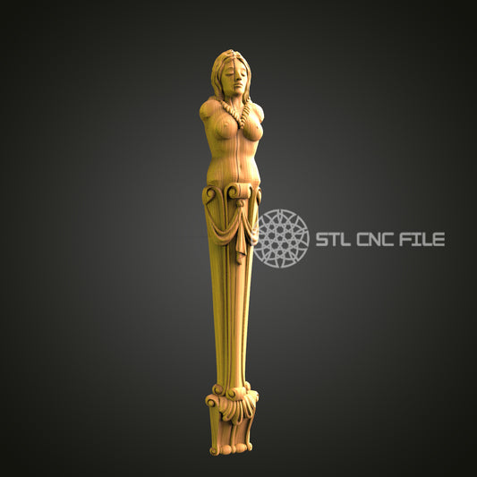 Elegant Wooden Lady Sculpture - CNC STL File for 3D Printing, Artcam, Aspire - Home Decor