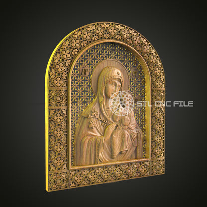 Madonna with Child Arch CNC Relief Carving File - Detailed Wood Art for CNC Routers, Artcam, Aspire Compatible