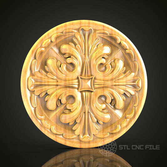 Baroque Style Round STL Model for CNC, Compatible with Artcam, Aspire - Ideal for Wood Wall Decor and Art Projects