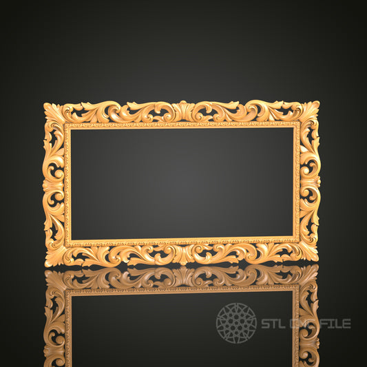 Intricate Rectangular 3D Frame STL Model for CNC Router Engraver, Artcam, Aspire, Wood Art, Wall Decor