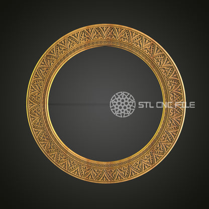 Geometric Elegance Circular Frame - CNC Router STL File, Artistic Wall Decor