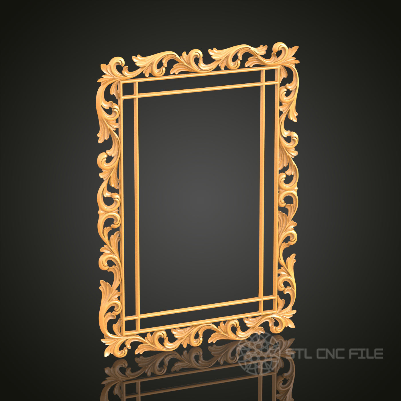 Ornate Scrollwork 3D Frame STL Model for CNC Router Engraver, Artcam, Aspire, Wood Decor, 3D Printer File