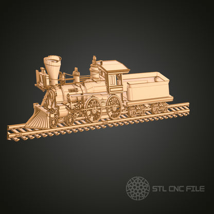 Vintage Train 3D STL Model, CNC Router Engraver Artcam Aspire, Wood Art Wall Decor, 3D Printer Ready, PDF with STL Link