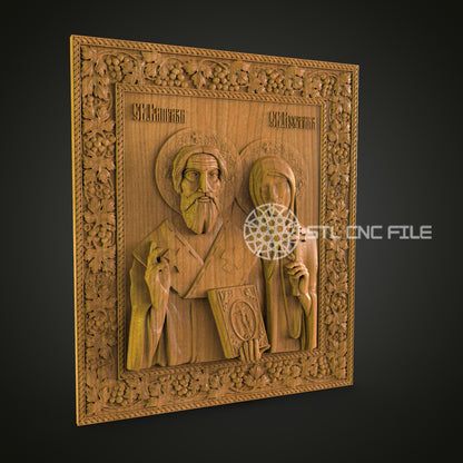 Saintly Duo CNC STL File - 3D Printable Religious Icons for Artcam, Aspire - Ornate Church Decor