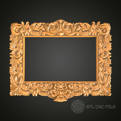 Intricate Ornate Decorative Frame STL Model for CNC Router Engraver, 3D Printer, Wall Art Decor