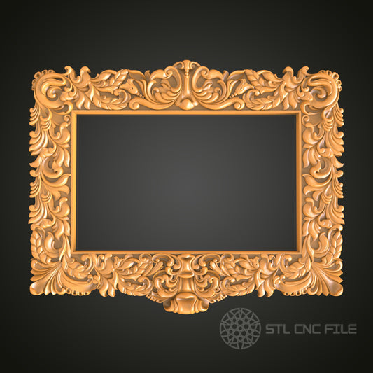 Intricate Ornate Decorative Frame STL Model for CNC Router Engraver, 3D Printer, Wall Art Decor