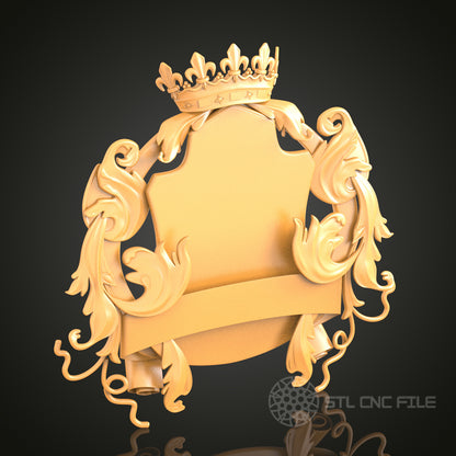 Royal Emblem Shield - STL Model for CNC Router and 3D Printing - Artcam, Aspire Compatible