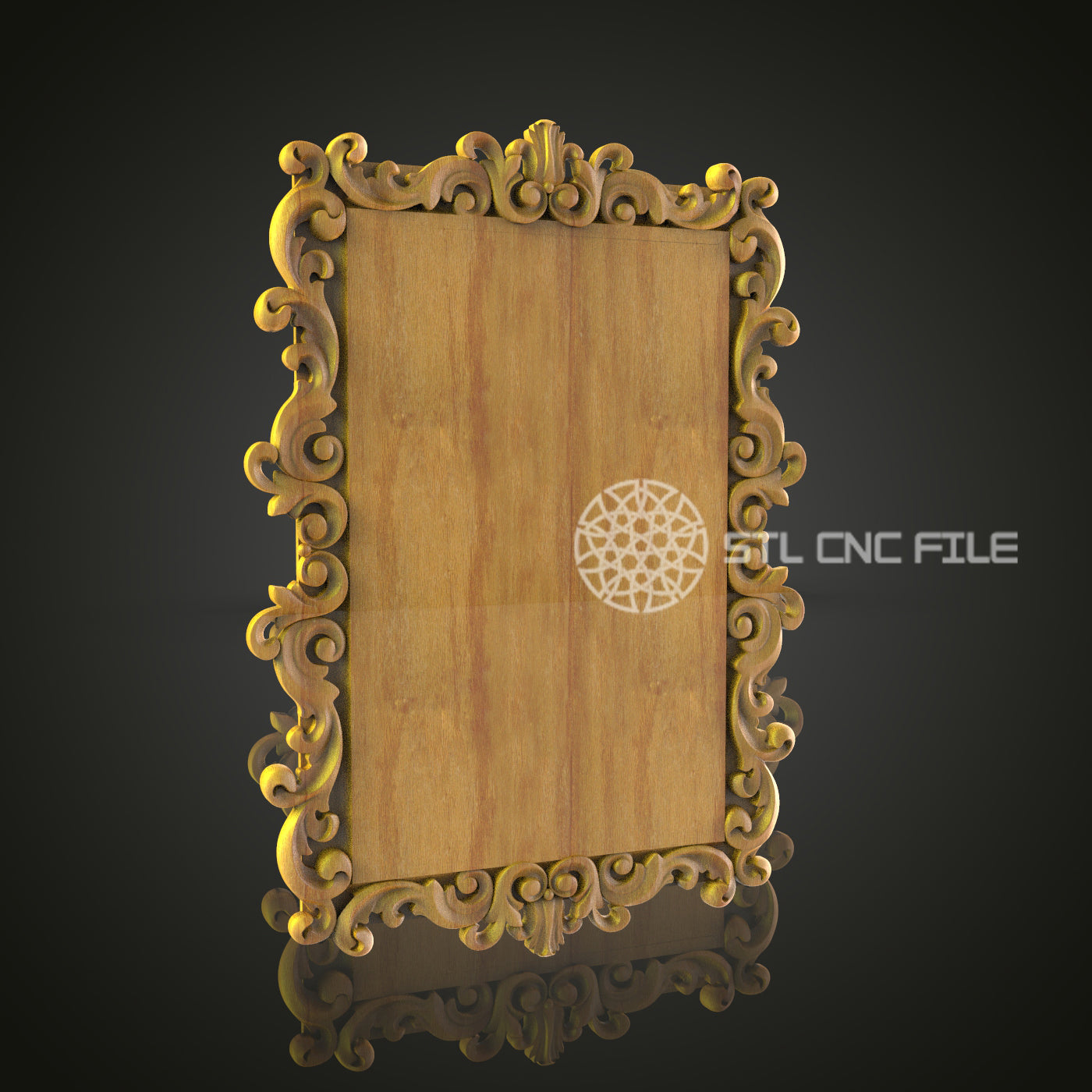 Golden Baroque Style Decorative Frame 3D Model for CNC - Artcam, Aspire, STL Files (Copie)
