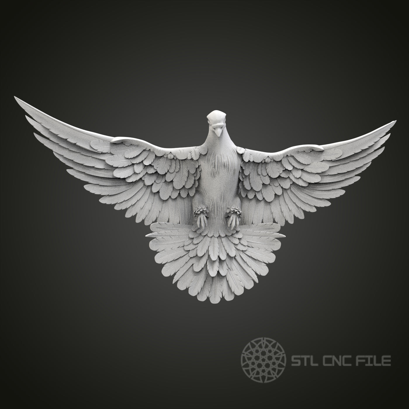 Graceful Dove in Flight STL Model for CNC Router Engraver, Artcam, Aspire, Wood Art Wall Decor
