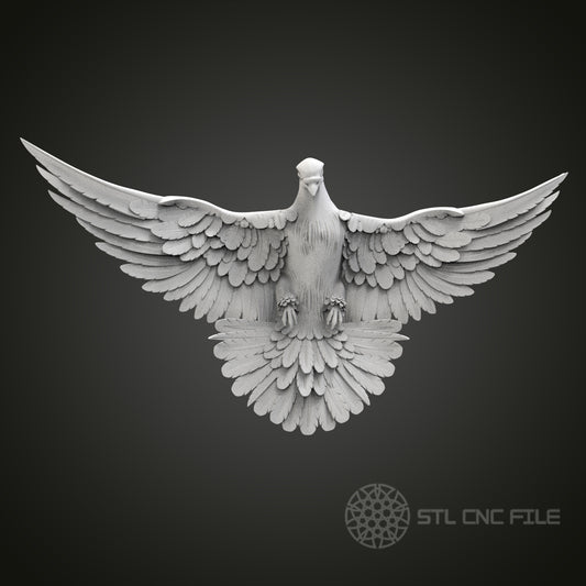 Graceful Dove in Flight STL Model for CNC Router Engraver, Artcam, Aspire, Wood Art Wall Decor