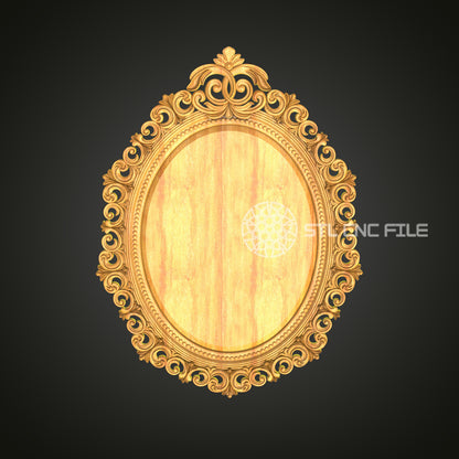 Ornate Rococo Mirror Frame - CNC Carved STL File, Elegant Wall Decor