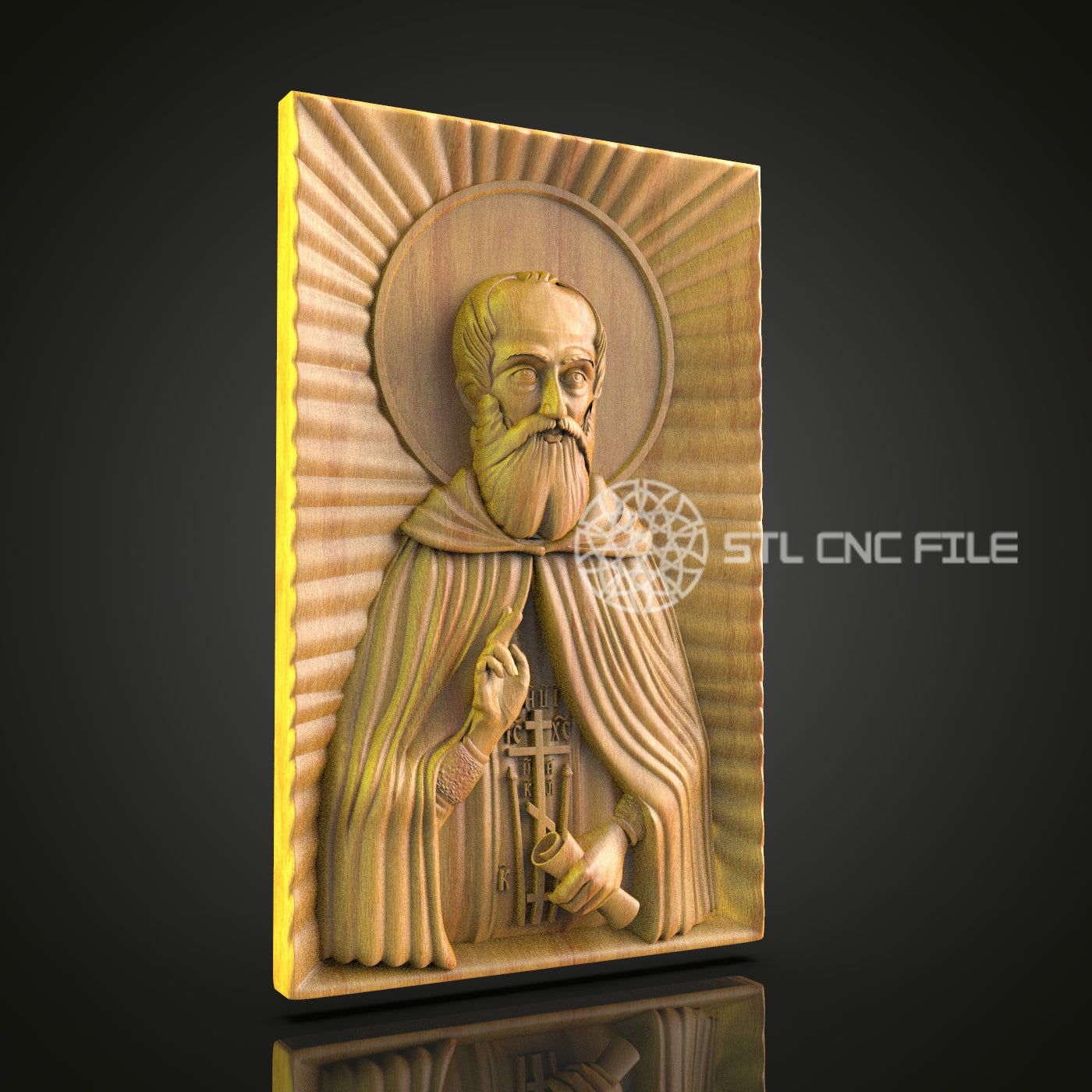 Holy Saint with Key CNC Relief Carving File - Spiritual Art for Wood Carving, Compatible with Artcam, Aspire