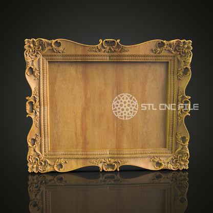 Ornate Baroque Frame CNC Carving File - Elegant Wood Art Frame for CNC Router, Compatible with Artcam, Aspire