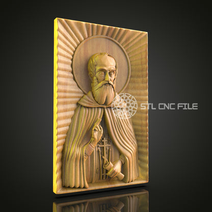 Holy Saint with Key CNC Relief Carving File - Spiritual Art for Wood Carving, Compatible with Artcam, Aspire
