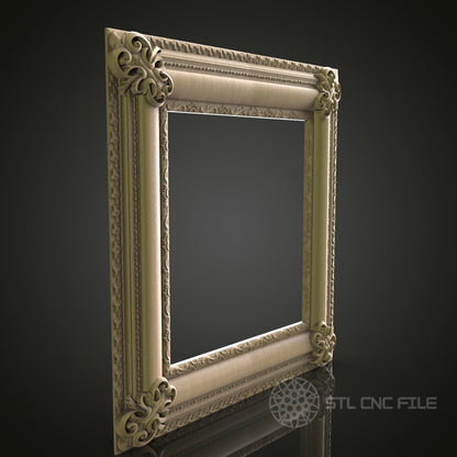 Elegant Ornate Square Frame for CNC and 3D Printing - STL File