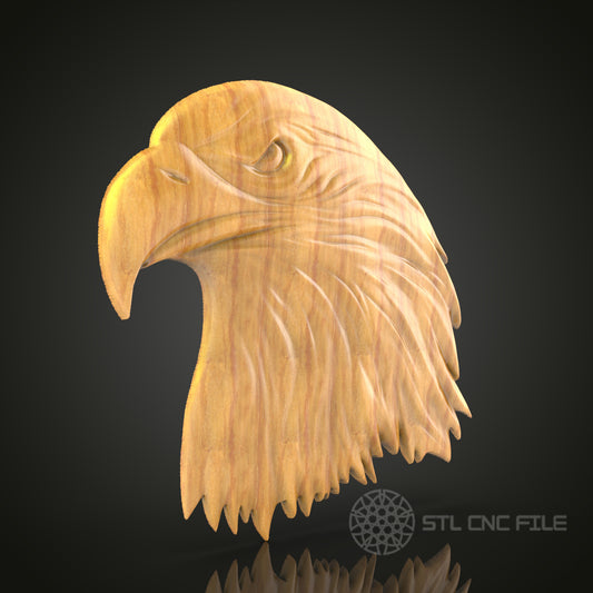 Majestic Eagle Head 3D STL Model for CNC Router - Powerful Wood Wall Art, CNC Files for Artcam, Aspire
