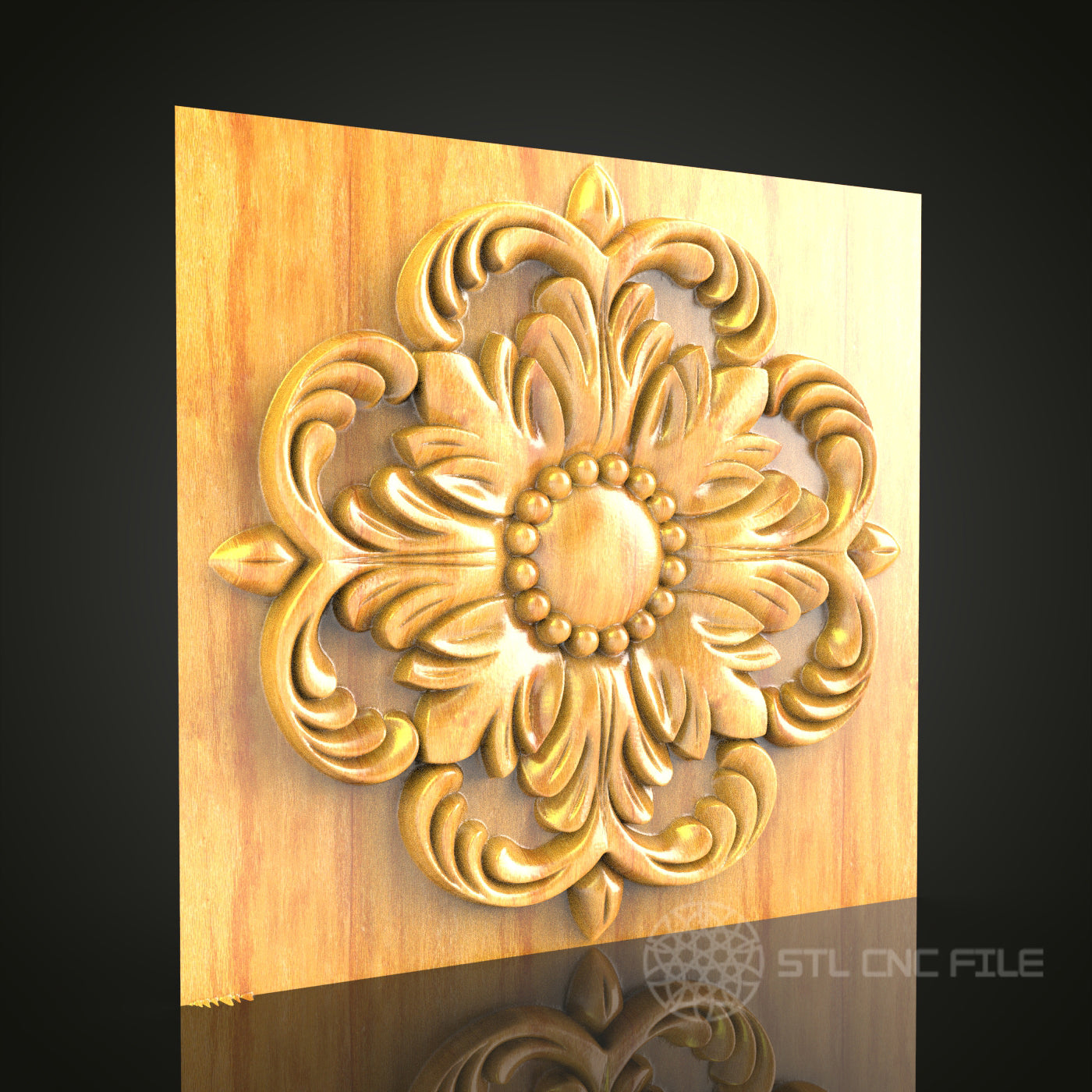 Floral Round Panel STL Model for CNC Router, Compatible with Artcam, Aspire - Detailed Wood Carving Decor