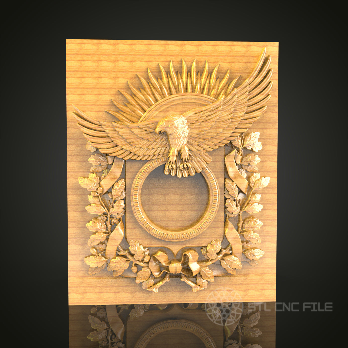 Majestic Eagle Relief STL Model for CNC Router - Artcam, Aspire Compatible, Symbolic Wood Carving