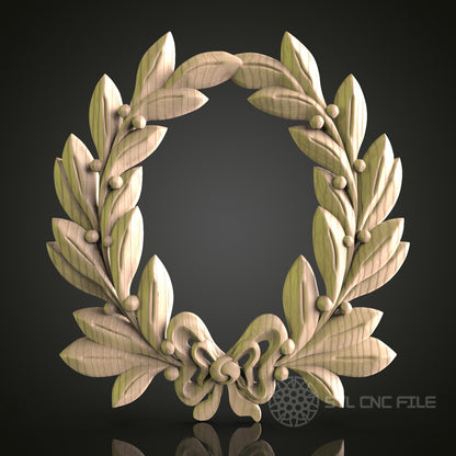 Olive Branch Wreath 3D Model STL File, Symbolic Peace Wreath for CNC Router – Compatible with Artcam, Aspire