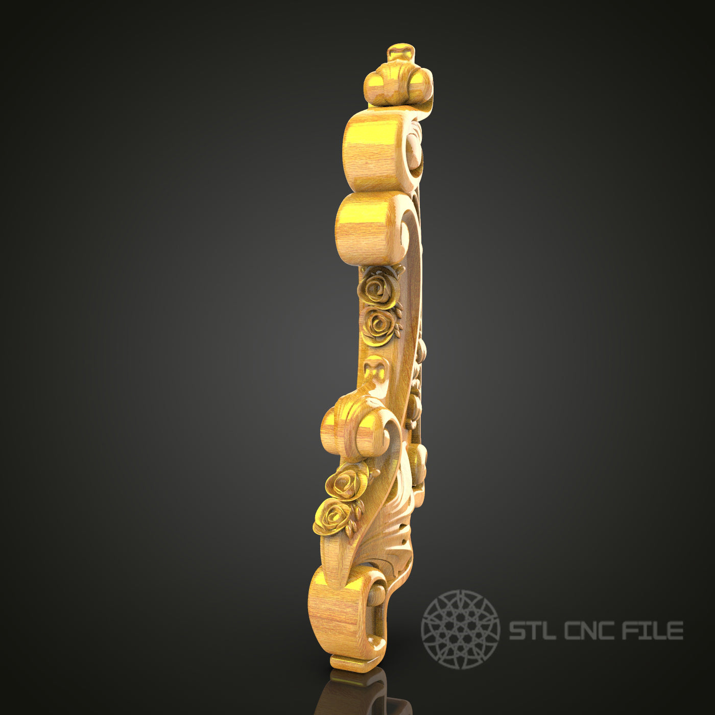 Elegant Swirl Flourish STL Model for CNC Router - Ideal for Artcam, Aspire, Detailed Wood Carving, Home Decor