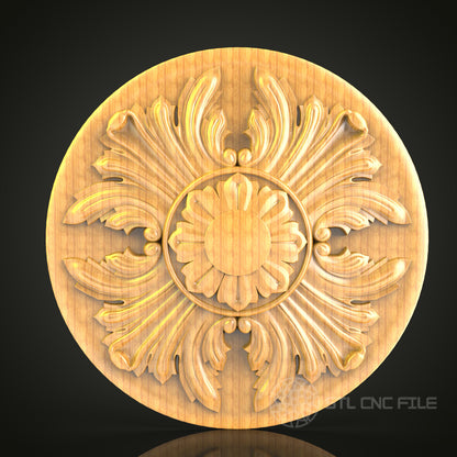 Regal Floral Medallion STL File – Elegant CNC Router Design for Artcam & Aspire, Ideal for Luxury Decor