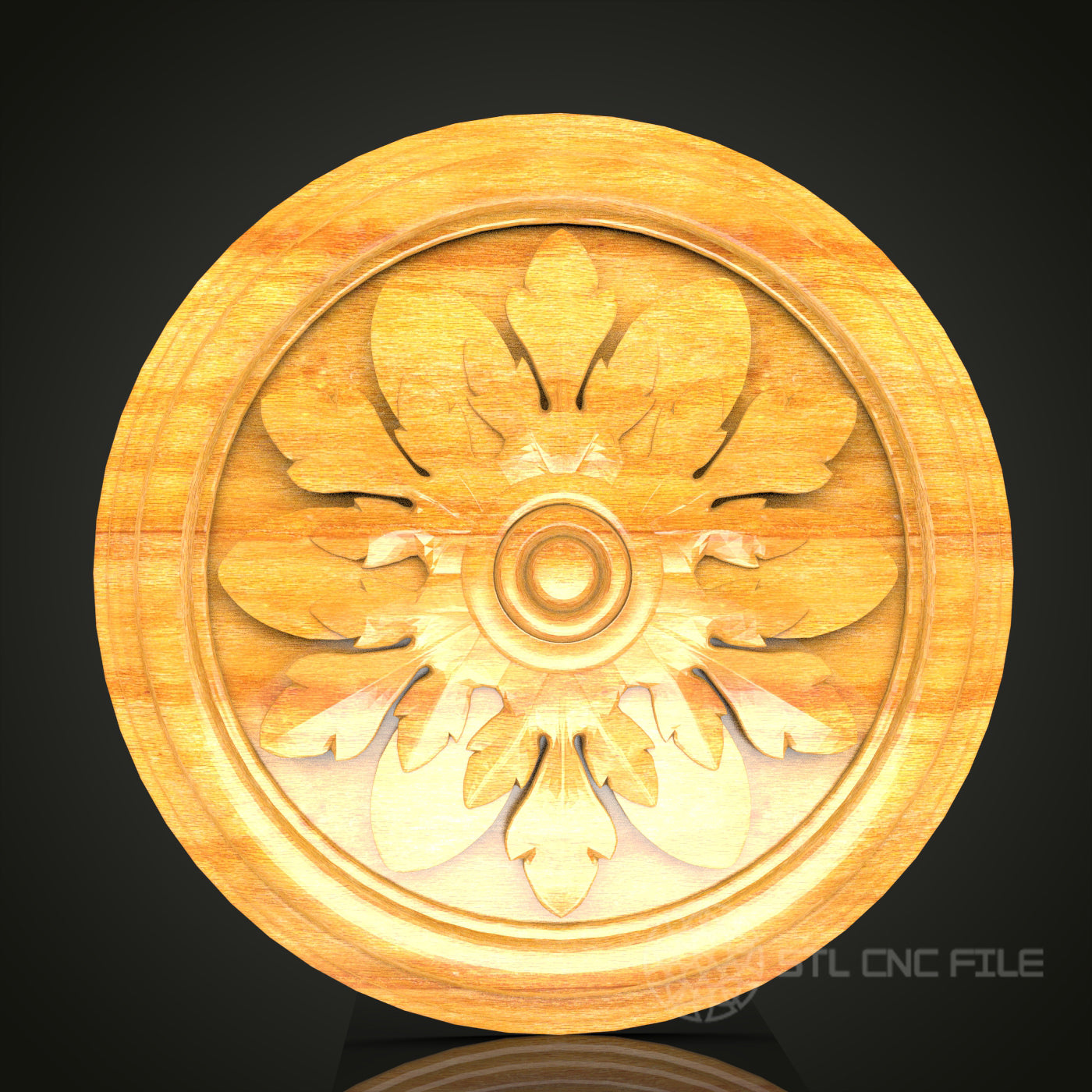 Classic Circular Floral Medallion STL File – CNC Engraving Design for Artcam & Aspire