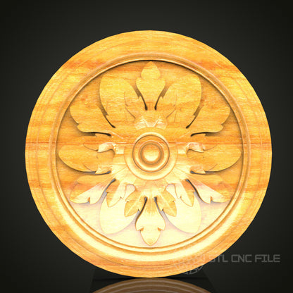 Classic Circular Floral Medallion STL File – CNC Engraving Design for Artcam & Aspire