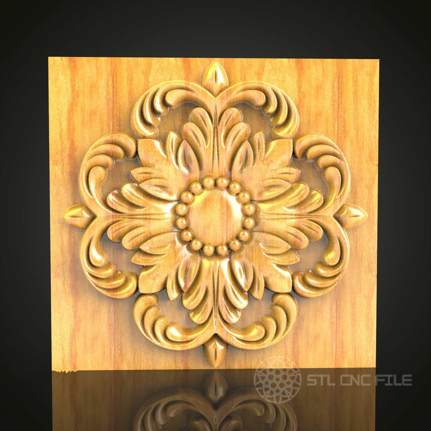 Floral Round Panel STL Model for CNC Router, Compatible with Artcam, Aspire - Detailed Wood Carving Decor