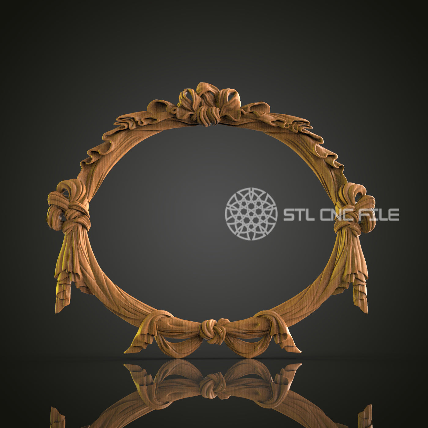 Decorative Ribbon 3D Frame STL Model for CNC Router Engraver - Artcam, Aspire, CNC Files, Wall Decor, 3D Printer