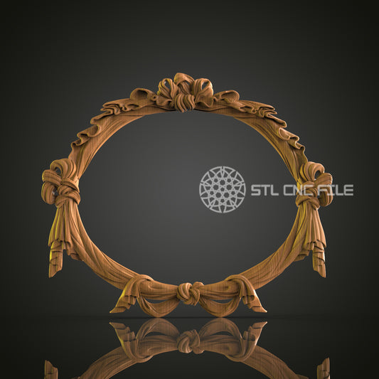 Decorative Ribbon 3D Frame STL Model for CNC Router Engraver - Artcam, Aspire, CNC Files, Wall Decor, 3D Printer