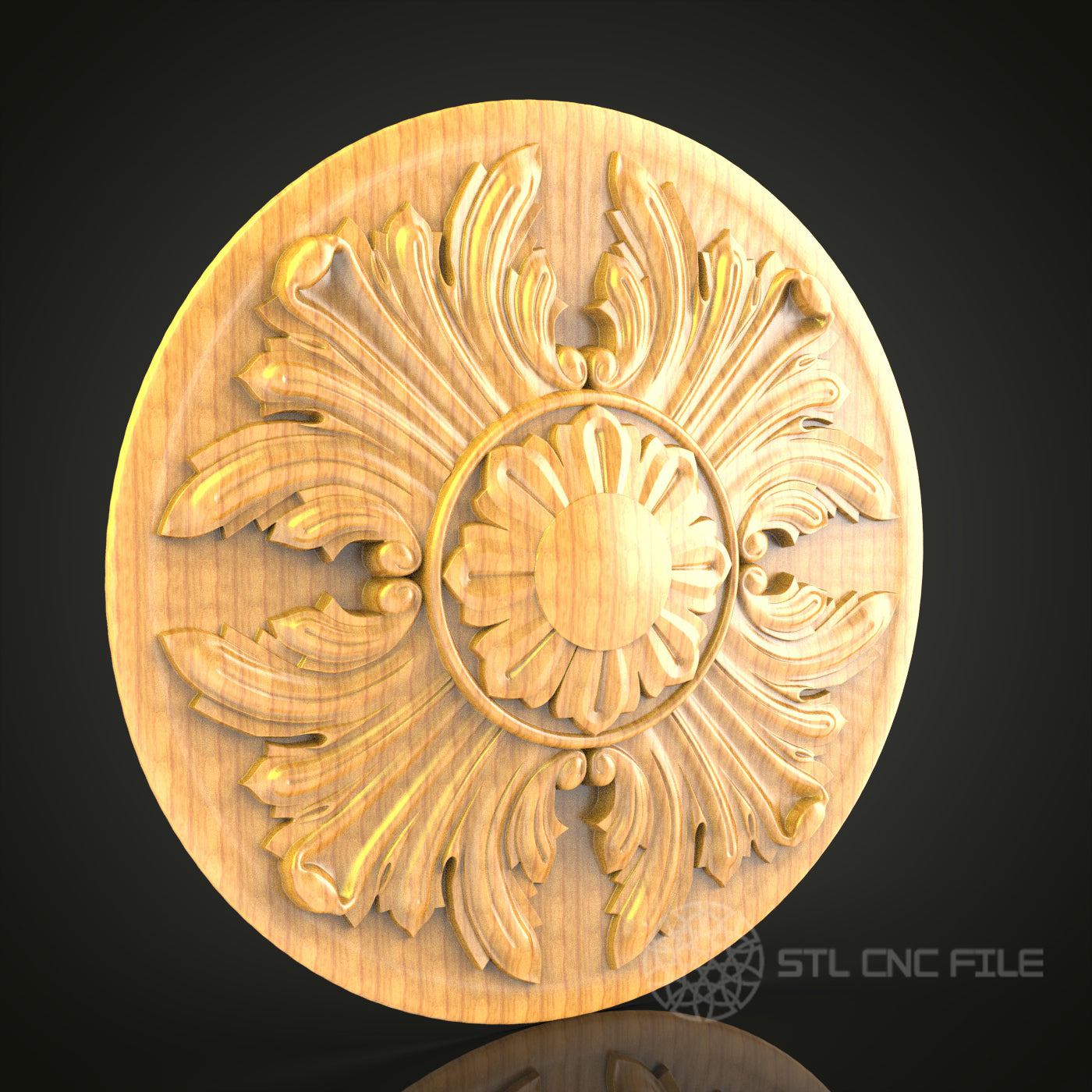 Regal Floral Medallion STL File – Elegant CNC Router Design for Artcam & Aspire, Ideal for Luxury Decor