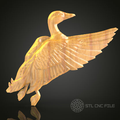 Elegant Flying Goose STL Model for CNC Router - Dynamic Wood or Metal Art