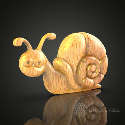 Whimsical Snail STL File for CNC, 3D Wood Carving, Charming Garden Decor, Router Engraving, Playful Wall Art