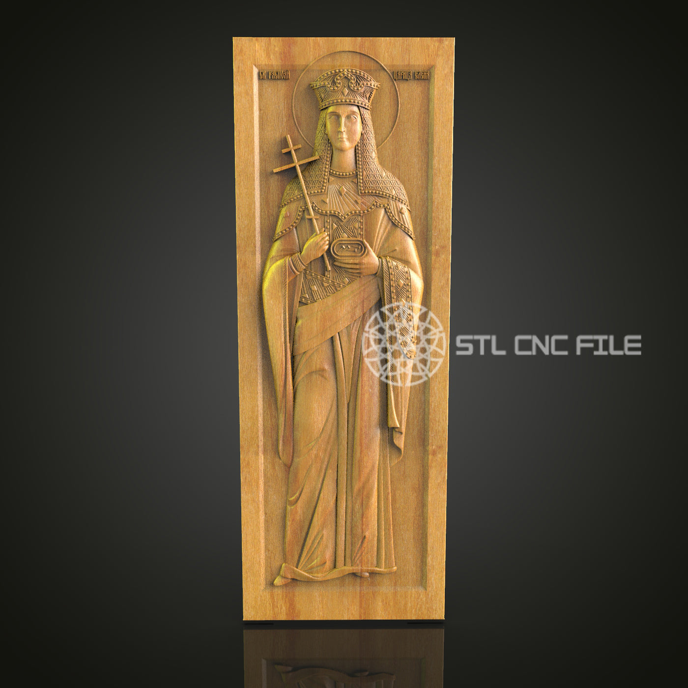 Regal Saintess CNC STL File - Elegant Religious Icon, CNC Router Model, Spiritual Art